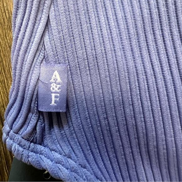 NWT Abercrombie Kids One Piece Cutout Adjustable Strap Purple Ribbed Swimsuit 17 - Picture 5 of 12